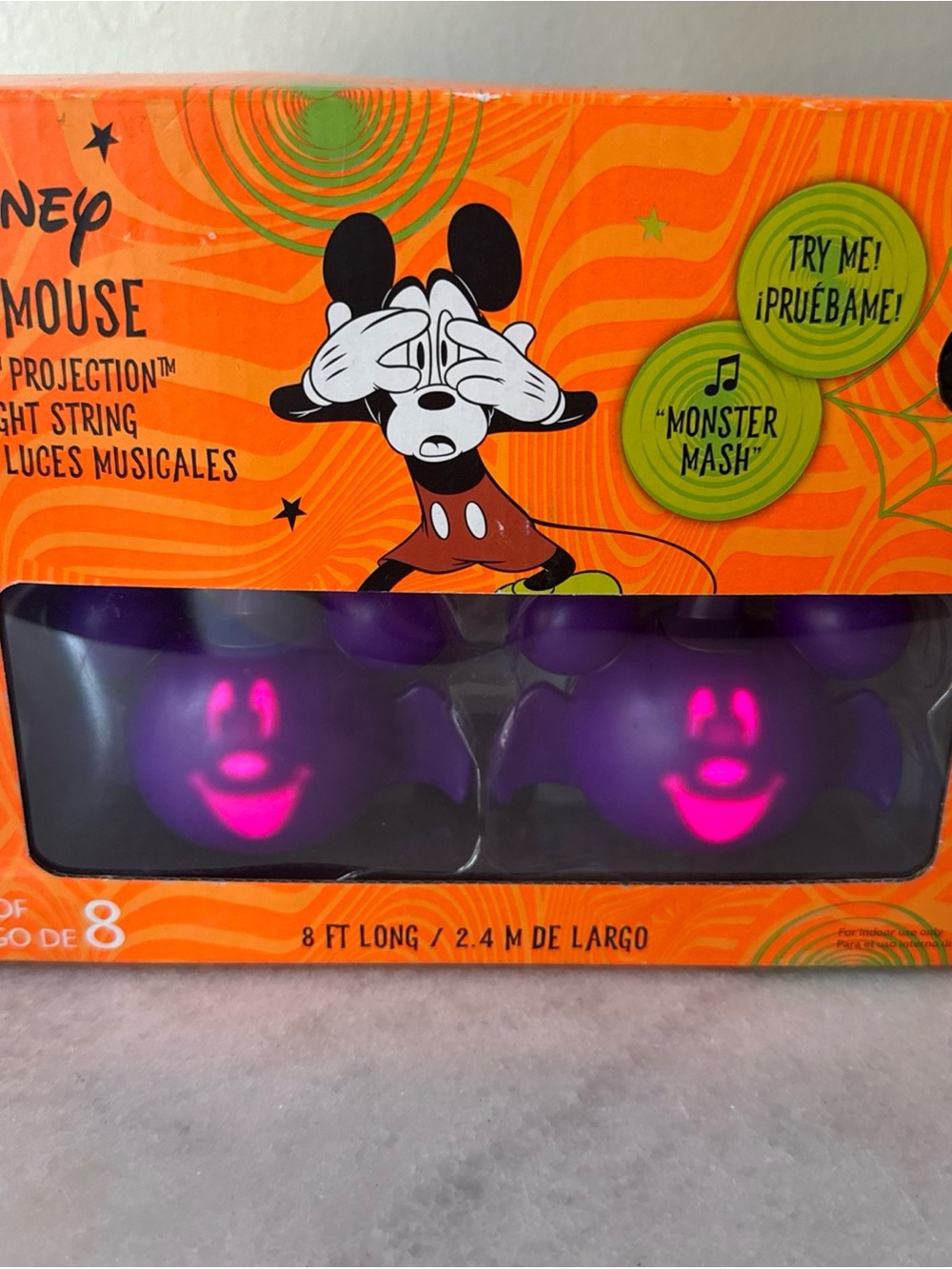 Disney Halloween Mickey Mouse Musical Purple Bat Projection Light Set Of 8